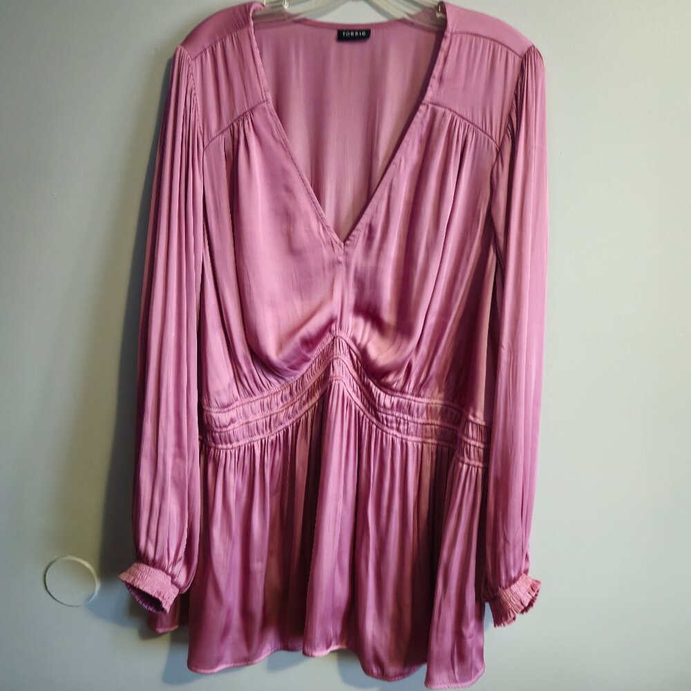 Torrid Dusty Rose Babydoll Long Sleeve Blouse